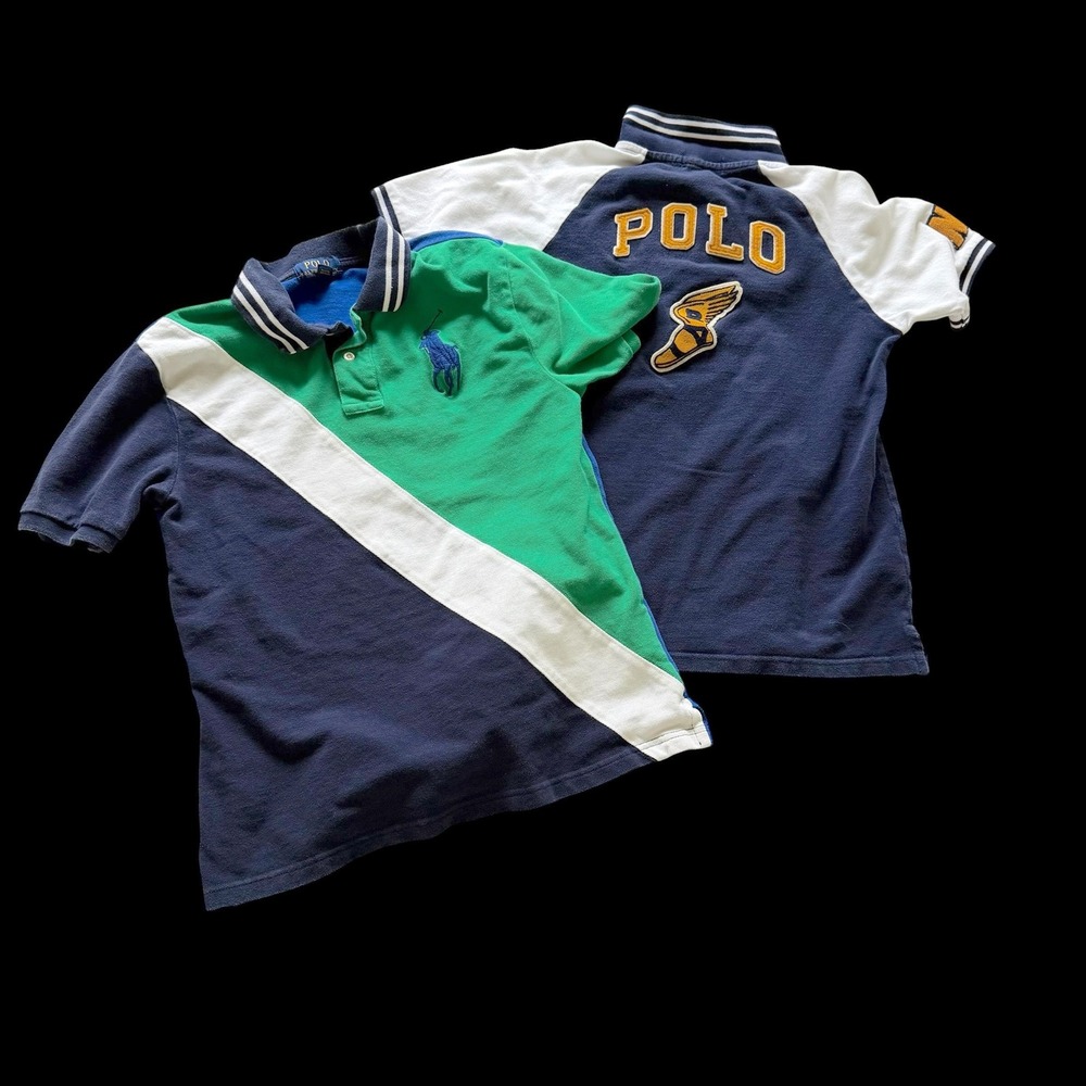 Polo Ralph Lauren Kids Shirts Bundle 2 Navy Tiger Raglan Colorblock L 14-16